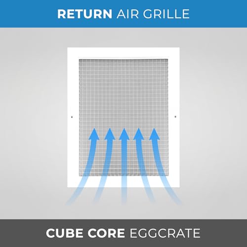 Image of 16 inch x 20 inch Cube Core Eggcrate Return Air Grille - Aluminum Rust Proof - HVAC Vent Duct Cover - White [Outer Dimensions: 17.75 X 21.75]