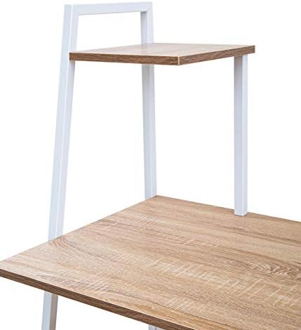 Hallowood Furniture Dudley Small Office Desk with 3 Shelf  Computer Desk for Home with Metal Legs & Wooden Top  Study Table for Children & Adults  Desks & Workstations  PC Table