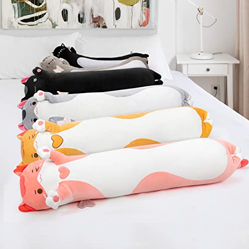 Mewaii Kuscheltier Katze 90CM Stofftiere Katzen Plüsch Kissen Lange Katze Plüschtier Ausgestopftes Tier Spielzeug Kuschelkissen Geschenk Plüschkissen
