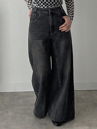 Image of KOTTY Wide Fit Denim Pants - Women's High Rise Wide Leg Comfort
