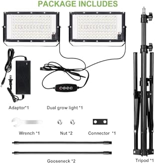 LBW Grow Lights for Indoor Plants,Full Spectrum Standing Plant Grow Light with 4/8/12H Timer, 6 Dimmable Levels,68" Adjustable Tripod, Floor Grow Lamp for Large Indoor Plants, Dual Heads Plus