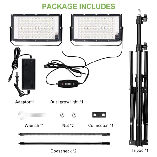 LBW Grow Lights for Indoor Plants,Full Spectrum Standing Plant Grow Light with 4/8/12H Timer, 6 Dimmable Levels,68" Adjustable Tripod, Floor Grow Lamp for Large Indoor Plants, Dual Heads Plus