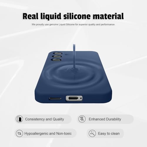Image of LIRAMARK Liquid Silicone Soft Back Cover Case for Samsung Galaxy S25 Plus / S25+ 5G (Midnight Blue)