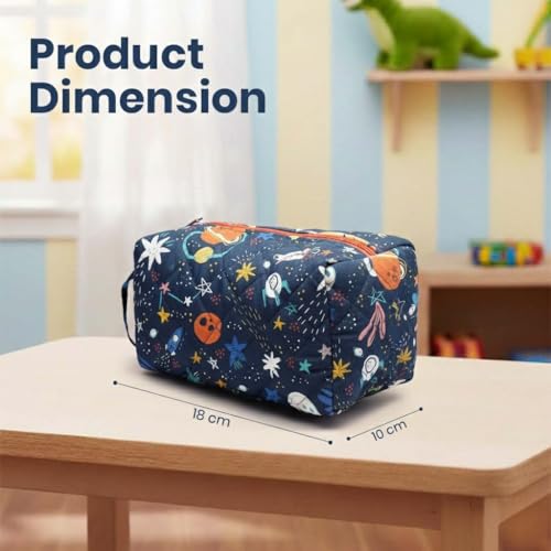 Image of Mini Travel Organizer | Multipurpose All-in-One Compact Durable, Lightweight, Waterproof, Bag | Travel Friendly Pouch | Ideal for Stationary, Diaper, Medicines (Outer Space Print)