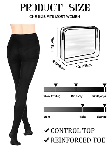 Toulite 24 Pairs Pantyhose for Women Bulk 70d Opaque Control Top Tights Multipack Stockings with Storage Bag2