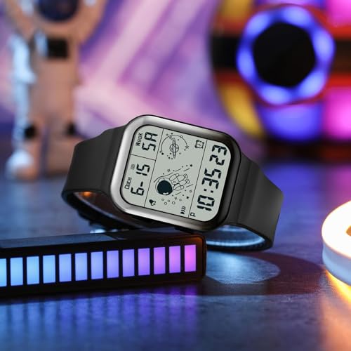 findtime Digital Watch Rectangular Watches for Women Men White Unisex Square LED Electronic 5ATM Waterproof Wristwatch Sports Silicone Strap2