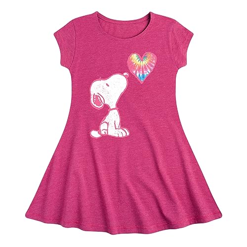 HYBRID APPAREL - Peanuts - Snoopy Pastel Rainbow Heart - Toddler & Youth Girls Fit & Flare Dress