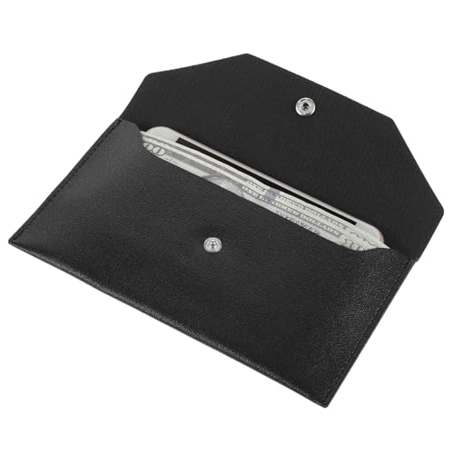 Piriuuo PU Leather Cash Envelope Wallet - Reusable Money Wallet for Travel and Budgeting Black