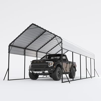 Radocco 13x26ft Metal Carport, Oversized Carport with Galvanized Steel Roof, Side Support Frame, for Pickup, Trucks