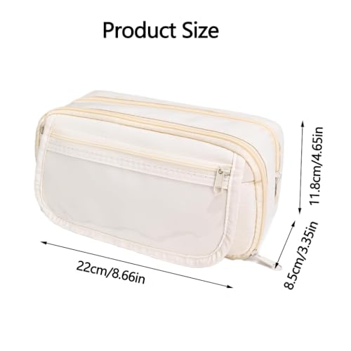 Image of Zibuyu Large Capacity Pencil Pouch for Girls & Boys, Fashion 9-Layer Pencil Case with Clear Mesh Pockets, Multipurpose Organizer for Stationery Items, Makeup, Accessories, White