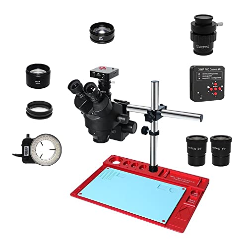 ラボ用顕微鏡アクセサリー 38MP H_DMI USB Microscopio デジタル カメラ 3.5X-90X 同時焦点三眼ステレオ ズーム顕微鏡、はんだ付け PCB ジュエリー修理用(38MP CTV 0.5x lens)