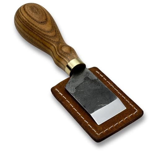Sharky Straight Leather Skiving Knife 1.2 in (3 cm) Skiver Leather Tool for Precise Edge Work Carbon Steel Blade with Ash Handle Skiving Knife for Work Handcrafted in Ukraine