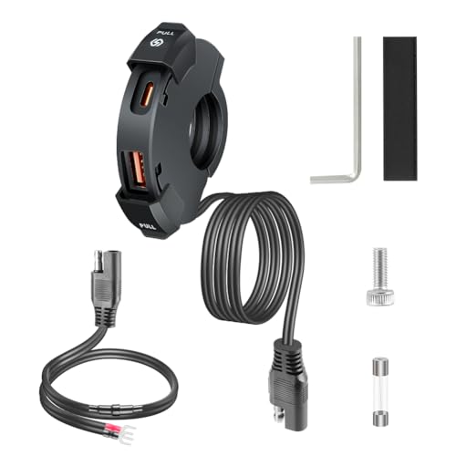 URAQT Prise USB Moto, Chargeur USB 12V Étanche 18W QC et 30W PD Type C pour Voiture, Camping-Car, Bateau, Caravane