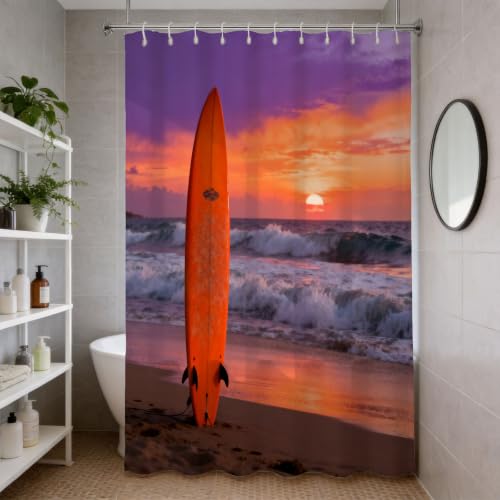 Rideau de douche polyester imprimé 3D avec anneaux robustes inclus