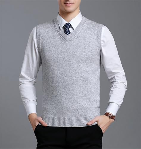 Men's Wool Pullover Vest Business Casual Knitted V-Neck Sleeveless Solid Color Outwear Tops3