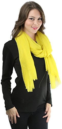 ToBeInStyle Women's Solid Ultra Lightweight Frayed Edge Scarf