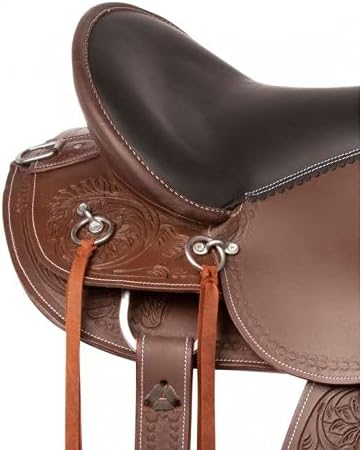 D&L Saddlery Leather Western Endurance Trail Horse Saddle Handmade Comfort with Horn Equestrian Horseback Riding Tack, Matching Headstall,Breast Collar,Reins Size:14"-18" inches Seat, M13