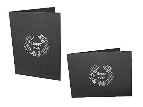 Happy 25th foil on black cardboard photo event folder Our price is for 50 pcs - 4x6