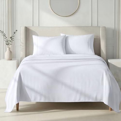California Design Den Split King Sheets Sets for Adjustable Bed - 1000 Thread Count Sateen, Thick and Natural 100% Cotton Bed Sheets, Deep Pockets, Durable Bedding Set - White