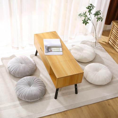 MolynnChic Floor Pillow Meditationskissen Rund Groß Bodenkissen Sitzkissen Für Erwachsene, Samt Dicke Bodenkissen Für Yoga Wohnzimmer Balkon Outdoor Tatami 40cm (beige)