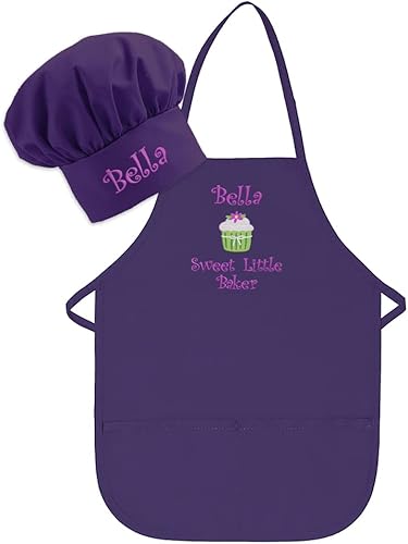 Miniatura 3 de THE APRONPLACE Delantal bordado personalizado Sweet Little Baker con nombre para niños, tallas para niños pequeños y niños, muy lindo, gran regalo