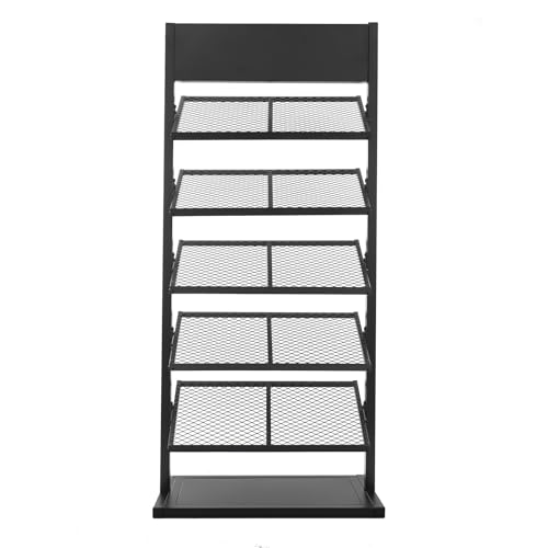 GDAE10 5-Tier Iron Ceramic Tile Sample Display Rack, Heavy-Duty Floor Standing Tile Organizer Rack for Building Material Samples,for Exhibition Halls,Stores (Black)