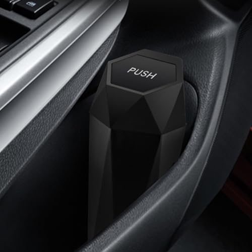Image of Car Trash Can with Lid, Diamond Design, mini Trash can,Portable and Easy to Clean for Car, Home, and Office (Black)