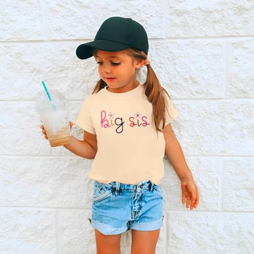 IZYJOY Big Sister Shirts Toddler Baby Girl Embroidered Promoted to Big Sis Announcement T-Shirt Short Sleeve Tee Tops3