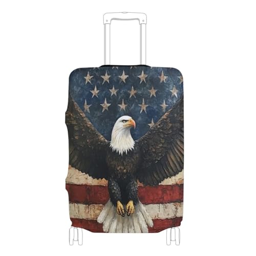 senya Travel Luggage Cover Suitcase Protector Noble Bald Eagle Flag Washable Baggage Covers Fits 22-24 Inch Luggage