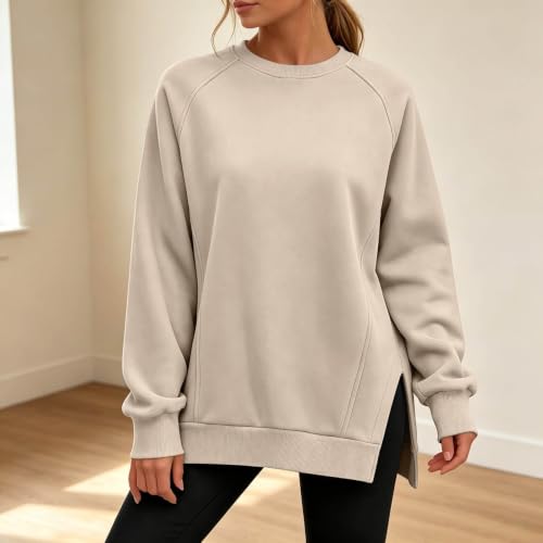 Over Sized Sweatshirt For Women Tunic Length Fall Outfits Long Sleeve Tops - image 3