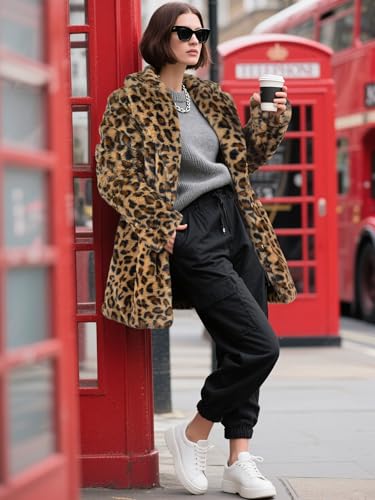 Womens Long Faux Fur Coats Lapel Faux fur Jacket Fluffy Coats Fuzzy Winter Jacket with Pockets3