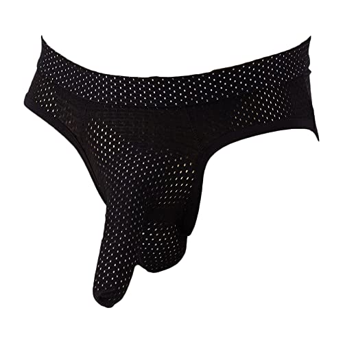 JEKE-DG Mens Mesh Holes Elephant Nose Briefs Pouch Translucent Underwear Breathable U Bulge Low Waist Underpants