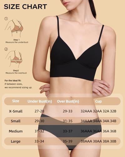 Image of Organic Cotton Low Back Bralette for Women Wireless Padded Thin Strap Backless Everyday Bra