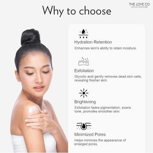 Image of THE LOVE CO. Be Radiant Glycolic Acid Body Lotion 250Ml - Nourishing Formula for Dry Skin - Women & Men - Enhanced with Jojoba Oil, Shea Butter, Vitamin E - Best for Daily Moisturizing (Glycolic Acid)