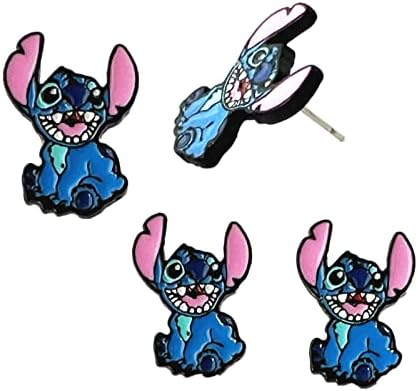 Cartoon Anime Stitch Ohana Earrings Stud Gifts for Boys, Girls, Women and Men