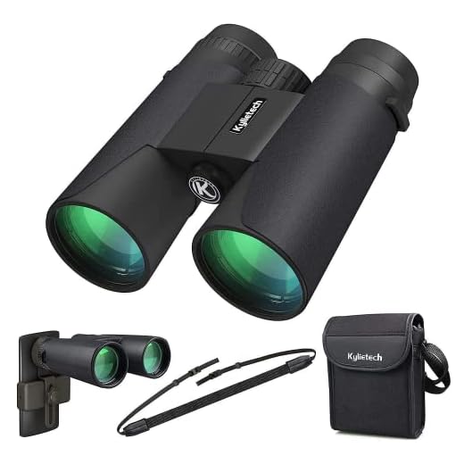 Kylietech 12X42 Binoculars with Phone Adapter Professional HD Compact Waterproof and Fogproof Telescope Sports-BAK4 Prism FMC Lens for Bird Watching Hiking Stargazing Hunting Concert with Carrying Bag