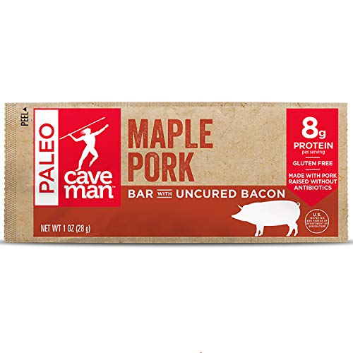 Caveman Foods Keto & Paleo Meat Bars, Gluten Free, Low Carb Maple Pork with Uncured Bacon Bar, 1 Ounce, 12 count - Thumbnail 2