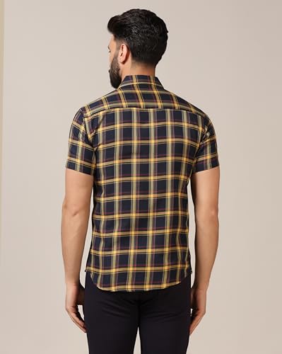 Image of TOPLOT Men's Regular Fit Casual Shirt Checks Design with Spread Collar & Half Sleeves