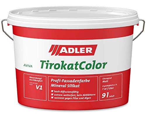 Adler AVIVA Tirokat Color 1 litro B25/4 ro Resistente alle intemperie Vernice minerale per facciate a base d'acqua Colore al silicato di alta qualità per esterni