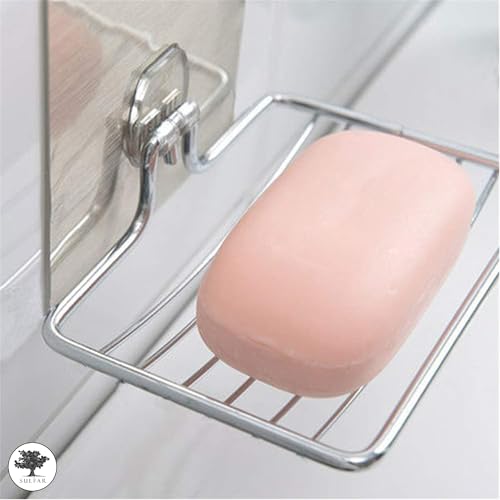 Image of Sulfar Soap Dish Holder,Self Adhesive Wall Mounted Soap Sponge Holder Stainless Steel Storage Saver Rack for Home Kitchen Bathroom Shower (Silver)