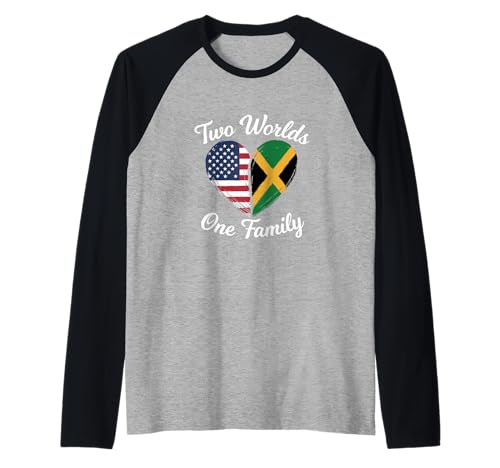 Two Worlds One Family Jamaican American Heritage Raglan Baseball Tee