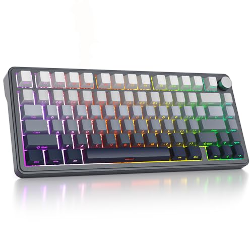 Image of surmen M75 Wireless Mechanical Keyboard 75% Gasket Mounted Gaming Keyboard Pre-lubed Stabilizer with Knob RGB Backlight Hot-Swappable for Mac /Win(MoonNight)