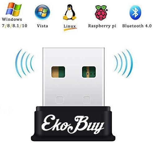 EkoBuy Bluetooth 4.0 USB Dongle Adapter for PC, Broadcom Chipset for Windows 10/8/7/Vista/XP, Linux compatible Bluetooth Speakers, Headphone, Keyboard, Mice and More - Plug and Play on Windows 7/8/10
