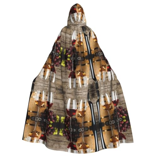 Cape à capuche en bois avec imprimé vin rouge et raisin - Cape de sorcière, vampires, faucheuse diable pour garçon et fille