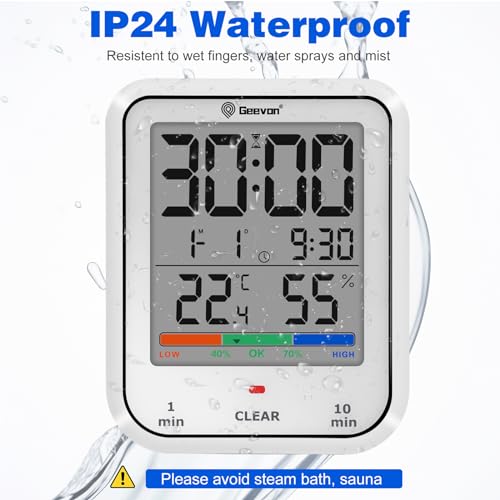 Geevon GN-230755W-US Digital Bathroom Clock, Waterproof Shower Timer thumb #1