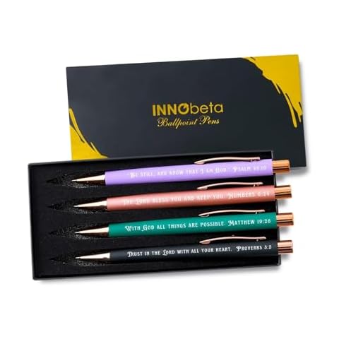 InnoBeta Christian Gifts, Ballpoint Pen Set of 4, Spiritual Gifts, Encouragement Inspirational Gifts for Women, Religious Gifts with Bible Verses Cover