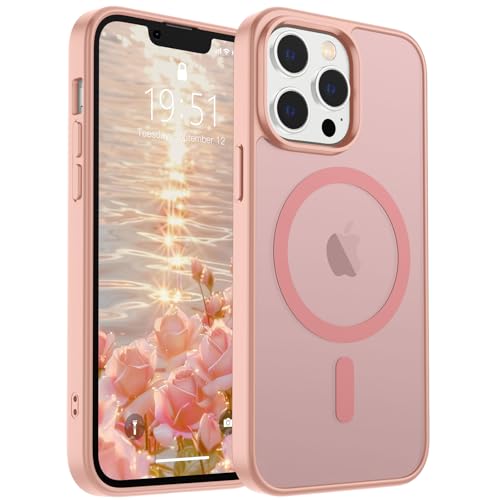 Image of SUPFINE Magnetic for iPhone 13 Pro Case (Compatible with MagSafe) (Military Grade Drop Protection) Translucent Matte Shockproof with Anti-Fingerprint Phone Case,Pink