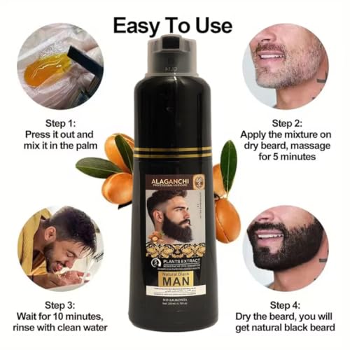 Shampoo tintura para bigote y barba 200 ml negro natural miniatura 2