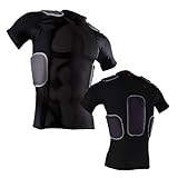 Cramer Lightning 5 Pad Youth Football Shirt with Integrated Rib, Spine and Clavicle Pads, Youth Football Padded Compression Shirt, Rib Protector Shirt, Padded Basketball Shirt, Black, Youth Large