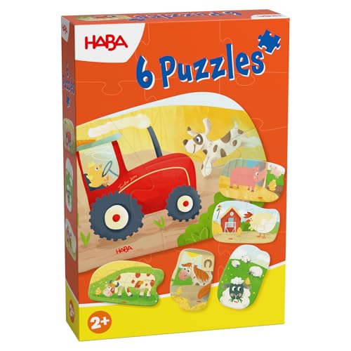 HABA 6 erste Puzzles Bauernhof Einfache Puzzles ab 2 Jahren Fördert Feinmotorik & Konzentration Mit liebevollen Bauernhof-Motiven 2012185002